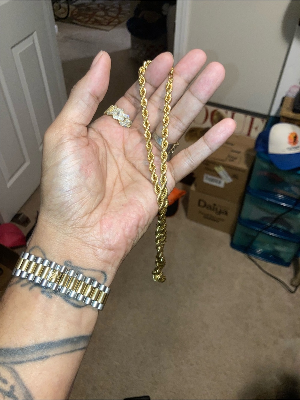 Gold Men's Rope Chain Necklace